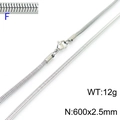 Polished silver stainless steel square snake chain necklace 2.5mm width 60cm length - Silver 600x2.5mm(KN203623-Z)