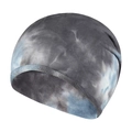 Gestrickte Tie-Dye-Beanie-Mütze in Grau und Blau mit Marmortextur für den Winter - Blaugrau