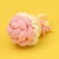Handmade crochet peach pendant crafted from soft pink and beige yarn on a yellow backdrop - Pink Large Rose Hand Bouquet