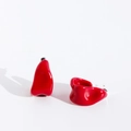 Artistic red enamel geometric earrings with irregular organic curves on white backdrop - Wine Red (787)