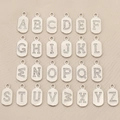Silver A-Z letter pendant set with inlaid zircons for DIY jewelry making - Letter A / Oval Zirconia Plaque Style (PJ0249) / Silver