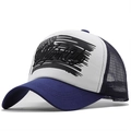 Klassieke New York City geborduurde honkbalpet met blauw gaas en Amerikaans vlagontwerp - Verstelbaar / Marineblauw