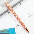 Floral retractable ballpoint pen with rose gold metal accents in orange red finish - Style A Small Flower Watermelon Red