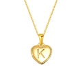 Golden stainless steel heart pendant necklace with engraved letter K on white surface - Letter K Style (S-P151-K)