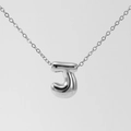 Polished silver bubble letter J pendant necklace with delicate cable chain - Silver-Letter J