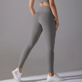 Dark grey high-waisted yoga leggings with butt-lifting seam and seamless fit for workout - S / Titanium Gray