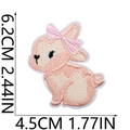 Detail view of pink rabbit embroidery patch showing exact dimensions 6.2cm by 4.5cm - Pink Rabbit