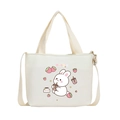 Bolso bandolera infantil de lona blanco roto con estampado de conejo y té con leche - Blanco Roto