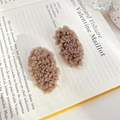 Set of two brown plush lamb wool hair clips placed on a French book background - 5cm / Gray Coffee 2Pcs