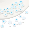 Mini perline di vetro millefiori bianche con centro blu per creazione gioielli fai da te - 8mm (10 Pezzi/Confezione) / Bianco con punti blu