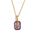 18K gold plated necklace featuring a rectangular purple acrylic pendant with star - Purple Transparent (Gold-4)
