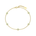 Delicate gold S925 sterling silver bracelet featuring five round light blue opal gemstones - 925 Silver / Gold Light Blue