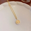 Collana vintage con pendente a moneta bicolore oro e argento con catena a fune - Moneta Retro Francese (19# Collana-Oro-Argento)