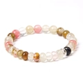 Gros plan de perles en pierre naturelle de 8mm aux couleurs variées pour bracelets - Jaspe Fleur