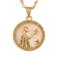 Collana zodiaco dorata con ciondolo Vergine in madreperla e cristalli luminosi - Vergine