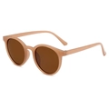 Retro runde Damen-Sonnenbrille mit beigen Rahmen und braun getönten Gläsern - Tee Rahmen Tee Gläser