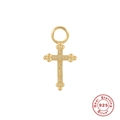 Pendentif croix doré en argent sterling 925 pour boucles d'oreilles DIY et bijoux - Silhouette de Dinosaure