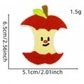 Embroidered red apple core patch with cute smiley face, size 6.5x5.1cm for clothing - 12#