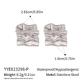 Detail view of silver stainless steel wave earrings showing dimensions and 6.2g weight - Silver(YYE023298-P)