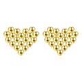 Chic golden heart stud earrings made of small beads in polished stainless steel - Gold Heart Bead Stud Earrings