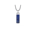 Men's rectangular silver necklace with deep blue lapis lazuli stone pendant inlay - Silver Lapis Lazuli Pendant (No Chain)