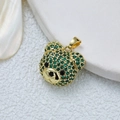 Collana con ciondolo a forma di orsetto placcato oro 18K e cristalli verdi brillanti - Verde