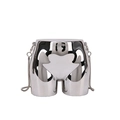 Artistic silver chrome mini crossbody bag with creative body shape and metal chain - Silver