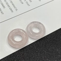 Pair of translucent pink quartz donut beads for DIY jewelry and pendant accessories - Rose Quartz