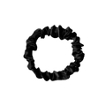 Classic black satin scrunchie with a silky finish and elastic hair tie design - Small / Black
