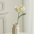Handcrafted crochet white tulip flower in a white ceramic vase for home decoration - Blooming Tulip (Single) / White