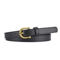 Classic black leather belt with a polished gold pin buckle for elegant women's styling - L 106cm W 1.8cm / Black-Bronze Buckle