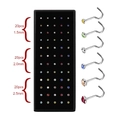 60-piece set of stainless steel L-shaped nose studs with multi-color 1.5-2.5mm crystals - Multicolor Curved 60Pcs/Box-1.5/2.0/2.5mm