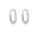 Orecchini a cerchio ovali minimalisti in argento sterling S925 con finitura lucida - Stile liscio argentato