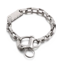 Silbernes Edelstahl-Kettenarmband mit strukturierten Gliedern und Wolkenanhänger - Stahlfarbe (KB145950-KLHQ)