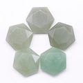 Set of five light green star-shaped natural crystals in a polished geometric cut design - Green Aventurine