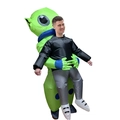 Funny green inflatable alien costume carrying human for Halloween party events - Big-headed Alien Hugs People / One Size