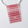 Red lace floral nail stickers S-038 with intricate hollow patterns on transparent backing - Red Lace (S-038)