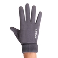 Grey winter cycling gloves for men and women with ribbed cuffs and SPORT print - One Size / Dark Gray
