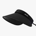 Black foldable open top sun hat with wide brim and adjustable toggle for women - Black