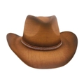 Cappello da cowboy sfumato marrone con bordo in strass e trama intrecciata su sfondo bianco - Taglia unica / Caffè Cachi (Strass centrale)