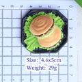 Miniature burger magnet model 4.6x5cm shown on measurement mat for detailed size view - Roujiamo Chinese Burger (With Magnet)