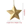 Golden metal star ornament with brushed texture, 10cm x 8cm festive hanging decoration - Pentagram Charm