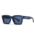 Deep blue square frame sunglasses with metal arrow accents and shaded lenses - Blue Frame / Blue Lens