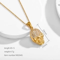 Collier crâne hip-hop doré avec zircons micro-pavés, hauteur 24mm et longueur de 45cm - Couleur Or (N0164G)