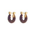 18K gold-plated stainless steel hoop earrings with pavé-set dark blue cubic zirconia - 15mm / Sapphire Blue