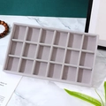 Gray velvet jewelry organizer tray with 18 compartments for rings and earrings - 18 Grids / Gray