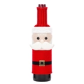 Detail of knitted Santa Claus wine bottle cover with white beard and black belt decoration - Santa Claus Style 2