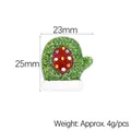 Glitter Christmas glove resin accessory in green with red dots and white wave trim - Green Glove