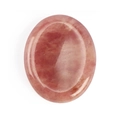 Pierre de soucis ovale en quartz rose avec texture naturelle sur fond blanc - Quartz Fraise / 45*35*8mm