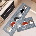 Waterproof kitchen rug set featuring cartoon animal design and Good Luck typography - Grey Corgi Butt / 40*60cm